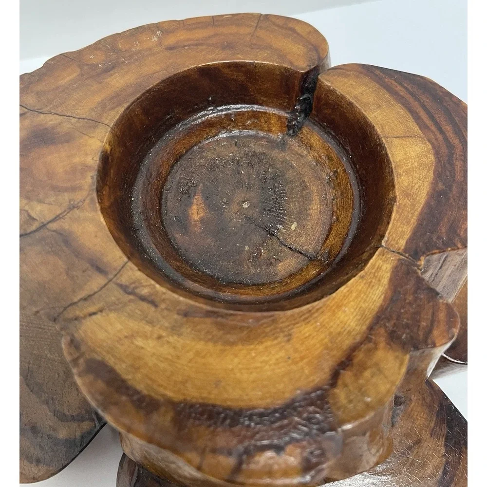 Vintage Handmade Burl Wood Candle Holder Manzanita Rustic Primitive 1970s Decor